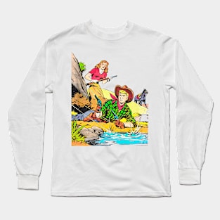 Confrontation Cowboy Western Retro Comic Long Sleeve T-Shirt